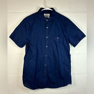 Express Men’s Navy Blue Collared Lightweight Business Casual Button Up Shirt